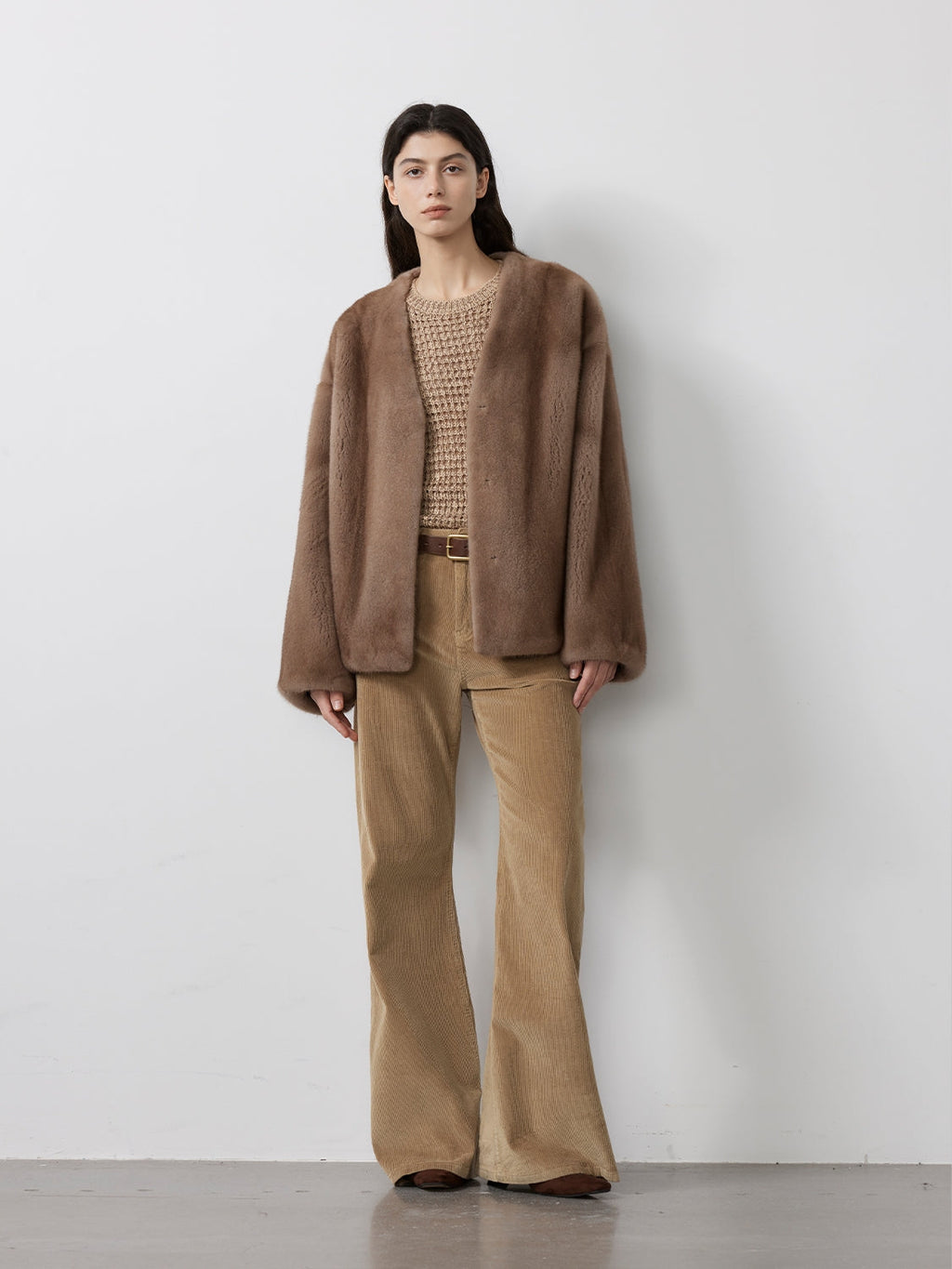 Louvre Mink V-Neck Jacket