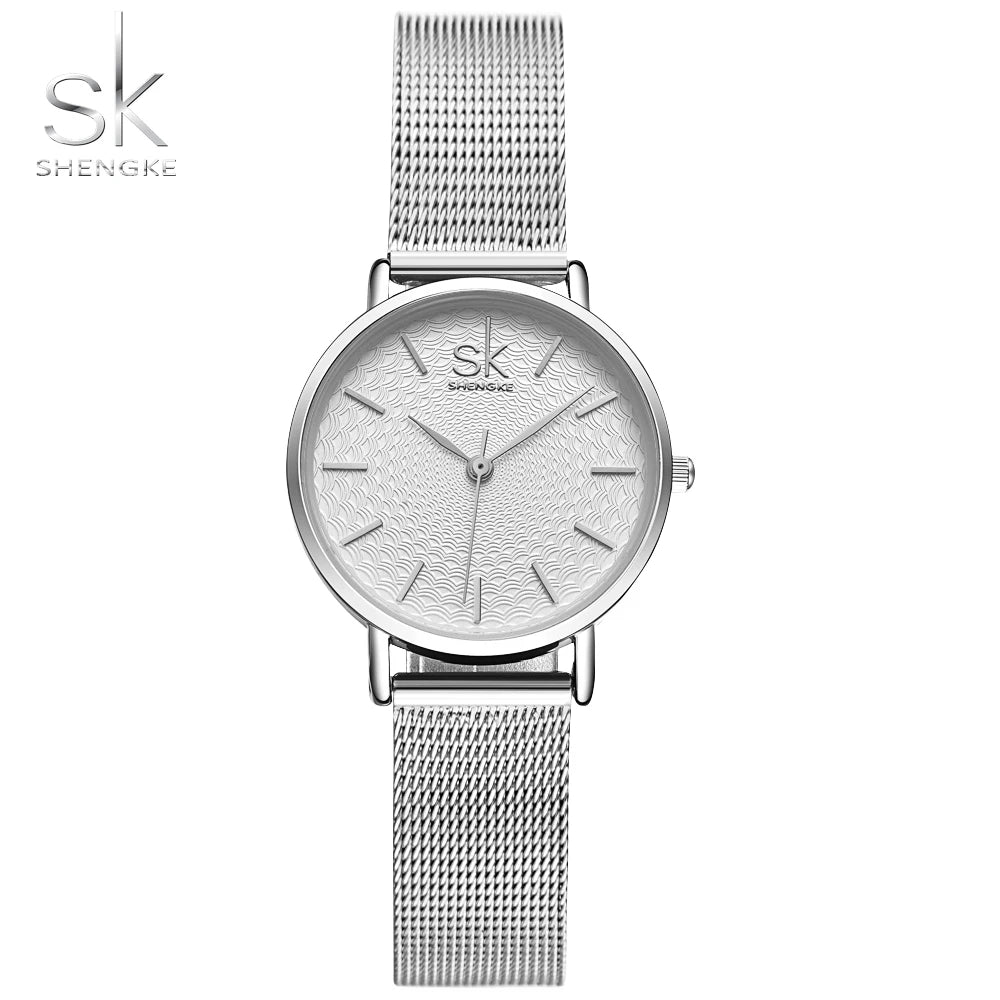 SK Super Slim Sliver Mesh Stainless Steel Watch