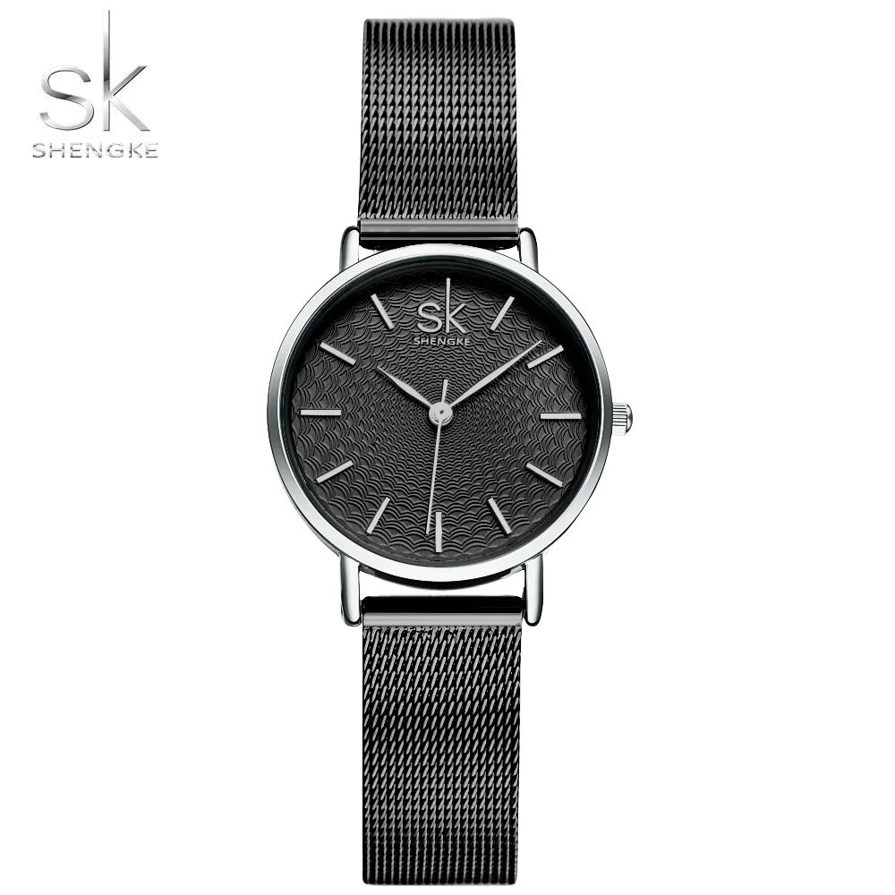 SK Super Slim Sliver Mesh Stainless Steel Watch