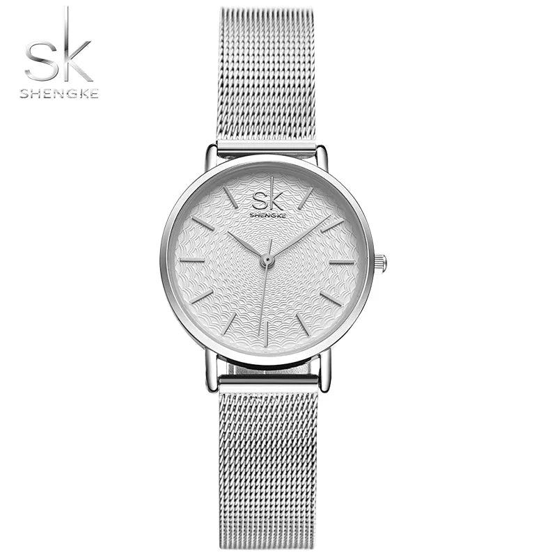 SK Super Slim Sliver Mesh Stainless Steel Watch