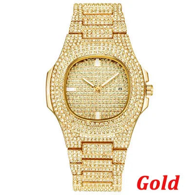 TOPGRILLZ Brand Iced Watch Quartz Gold Color HIP HOP Watches With Micropave CZ Stainless Steel Watch Clock Relogio
