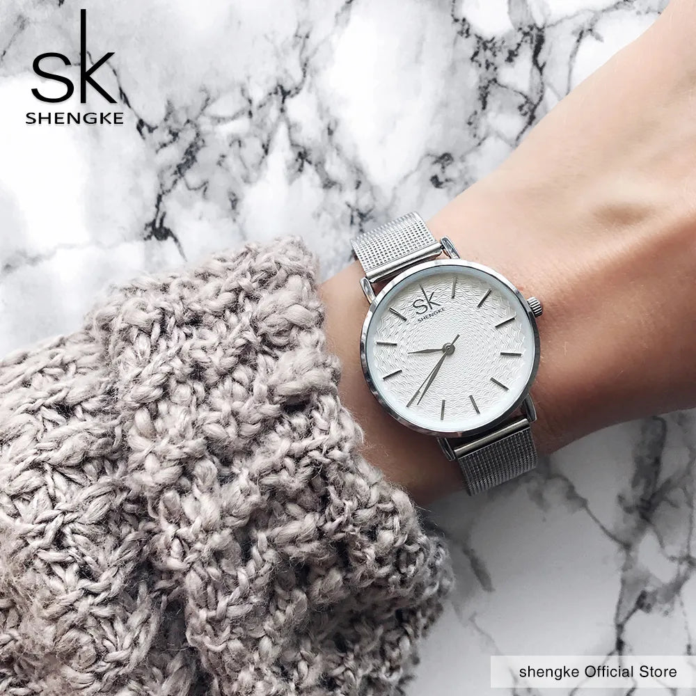 SK Super Slim Sliver Mesh Stainless Steel Watch