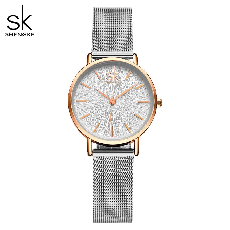 SK Super Slim Sliver Mesh Stainless Steel Watch
