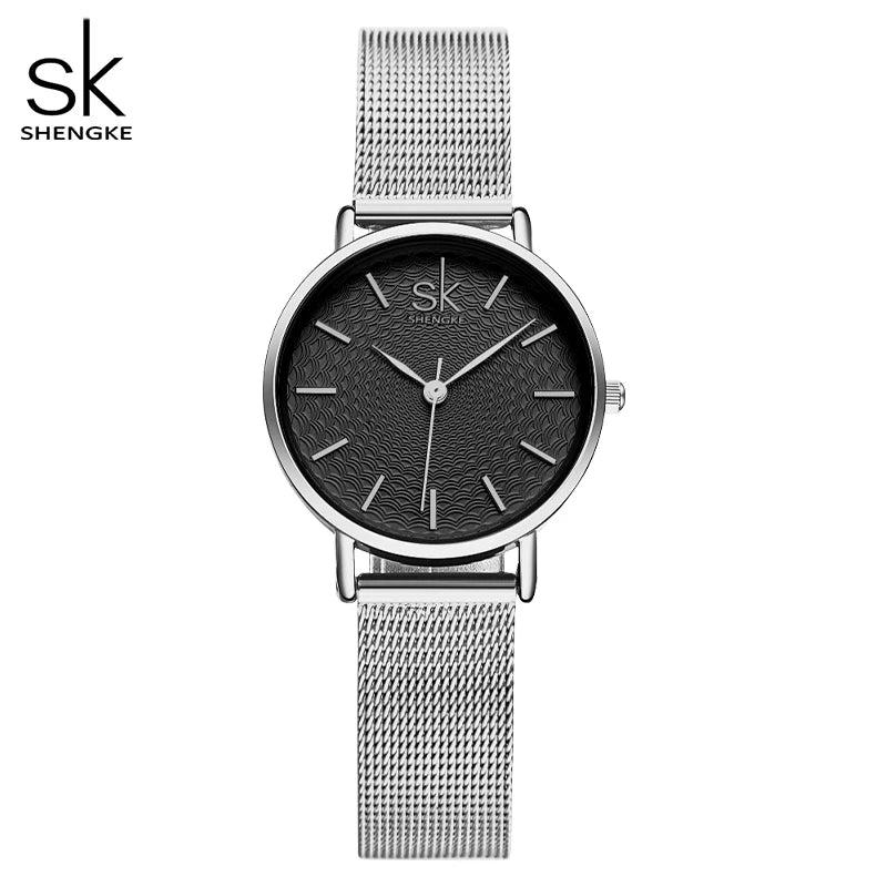 SK Super Slim Sliver Mesh Stainless Steel Watch