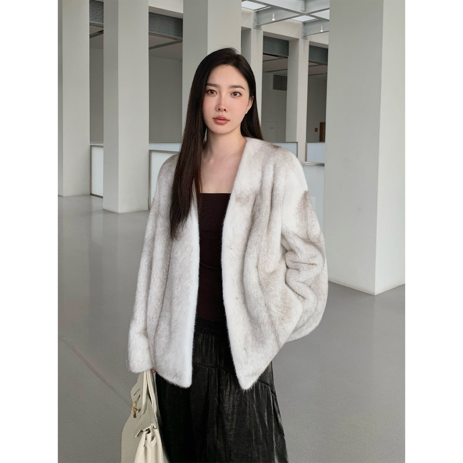 Louvre Mink V-Neck Jacket