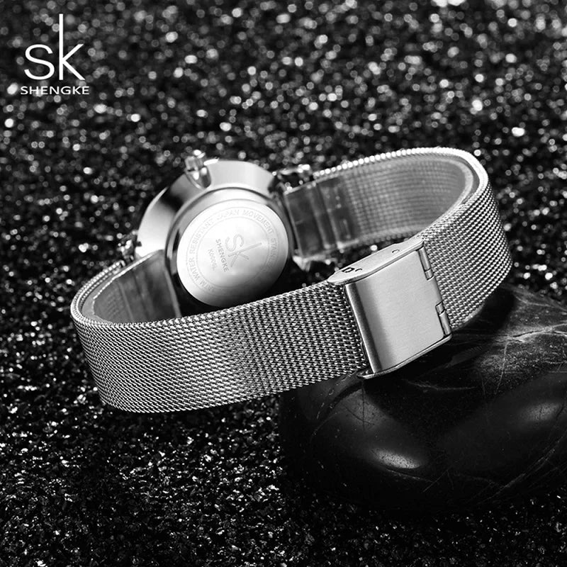SK Super Slim Sliver Mesh Stainless Steel Watch
